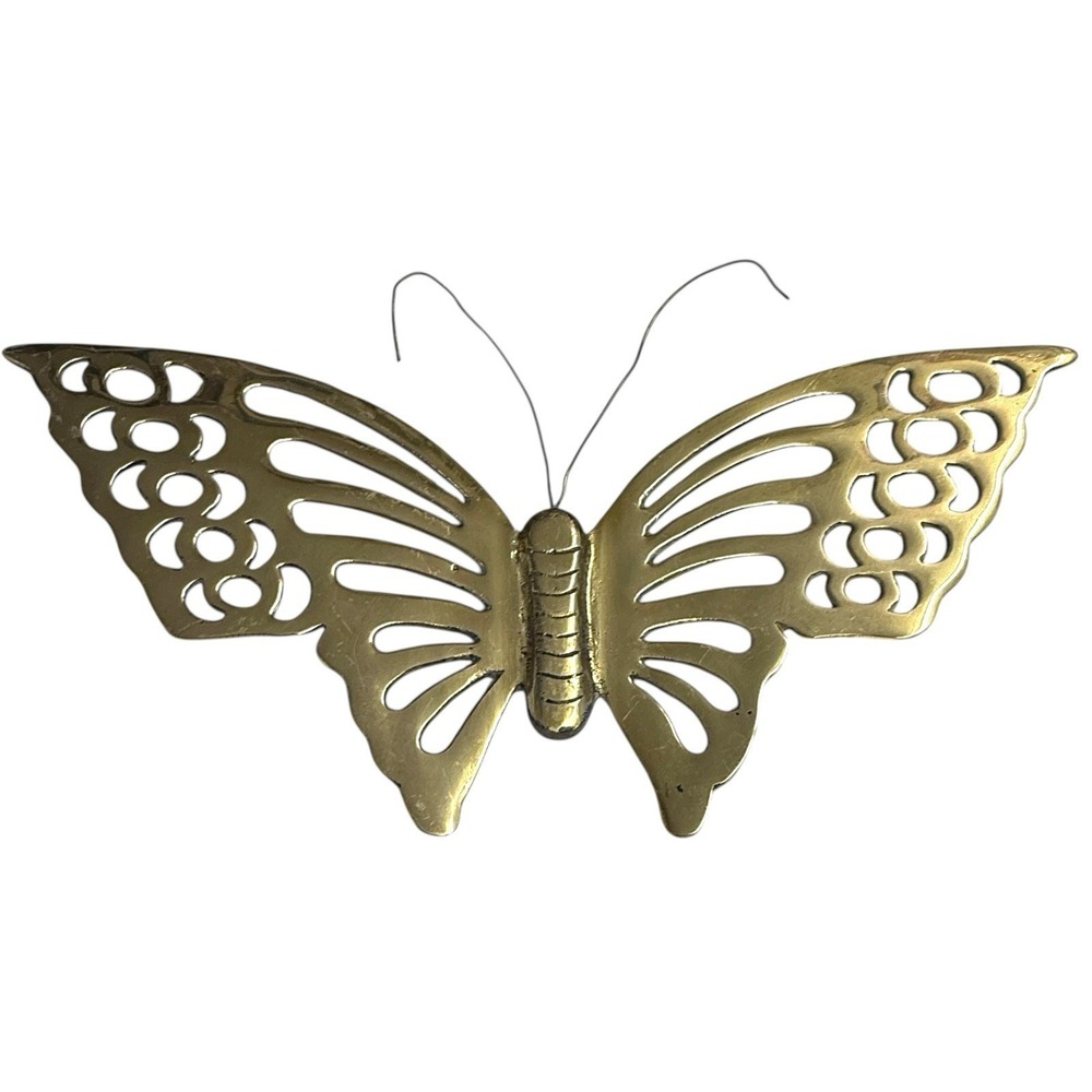Unbranded Butterfly Wall Hanging Women OS Gold Excellent Vintage Brass MCM Decor